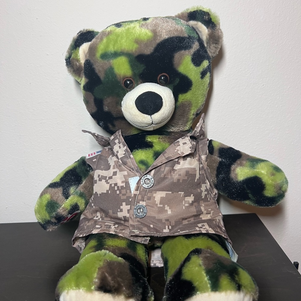 Build A Bear Plush Camouflage Teddy Bear With Cotton Candy Scent